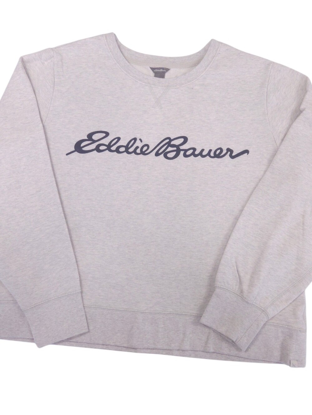 Eddie Bauer Light Gray Script Logo Sweatshirt Size Large